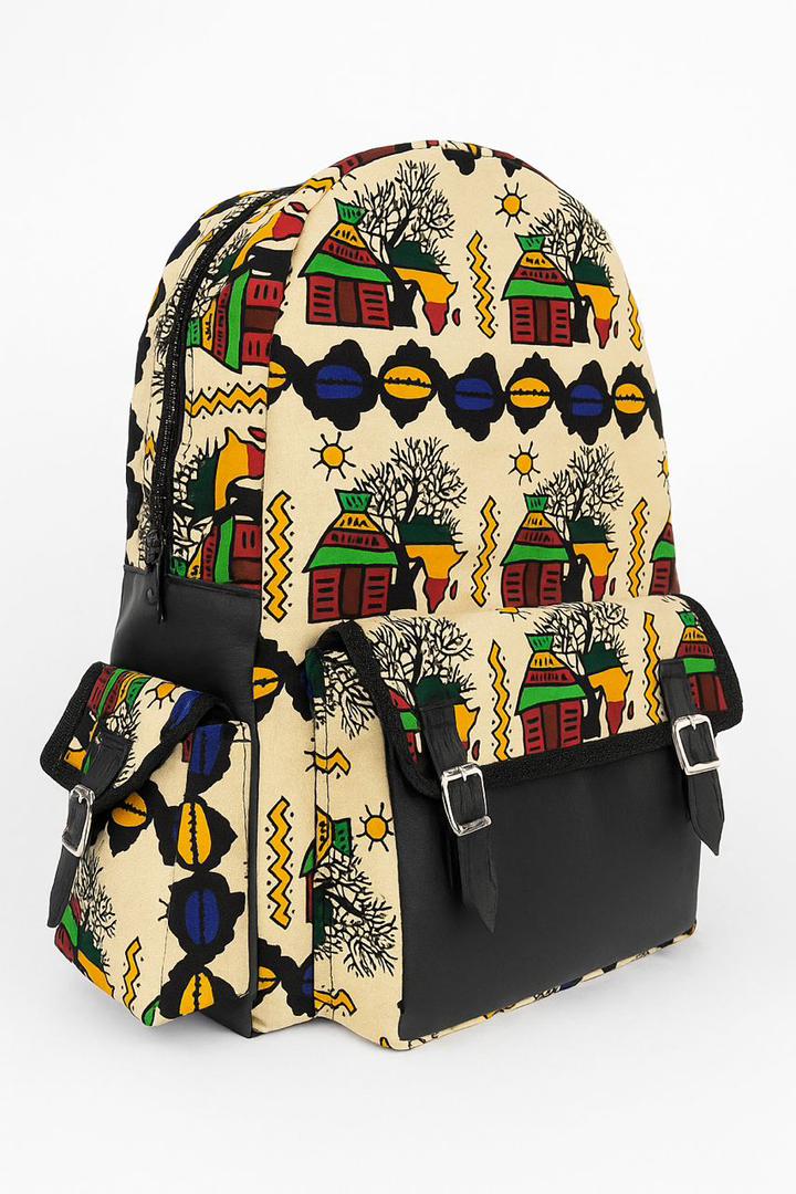 sac a dos moins grand motif africain jaune